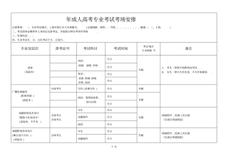 年成人高考专业考试考场安排