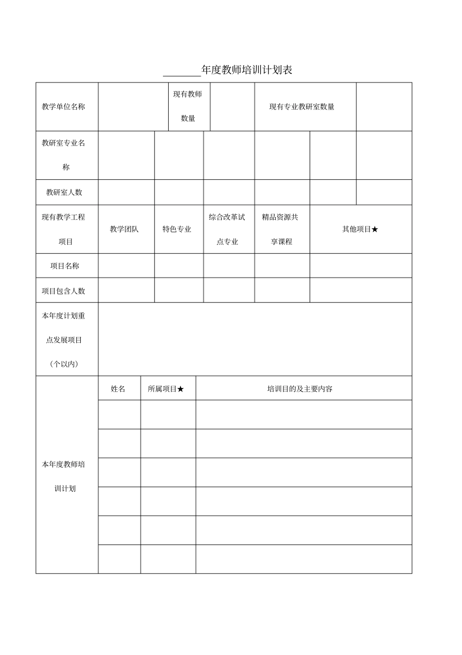 年教师培训计划表_第1页