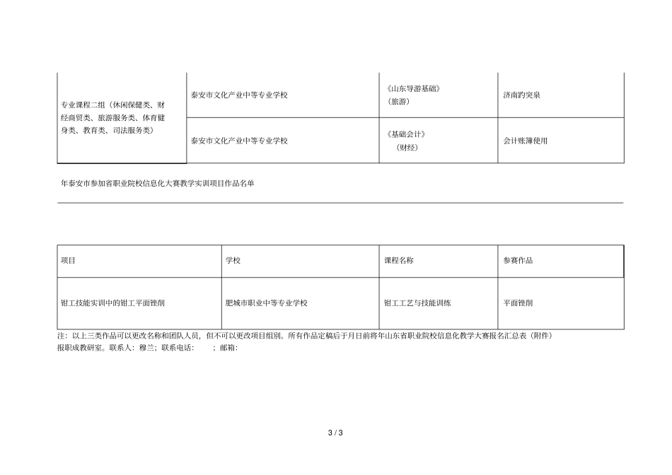 年泰安参加职业院校信息化大赛教学设计项目作品名_第3页