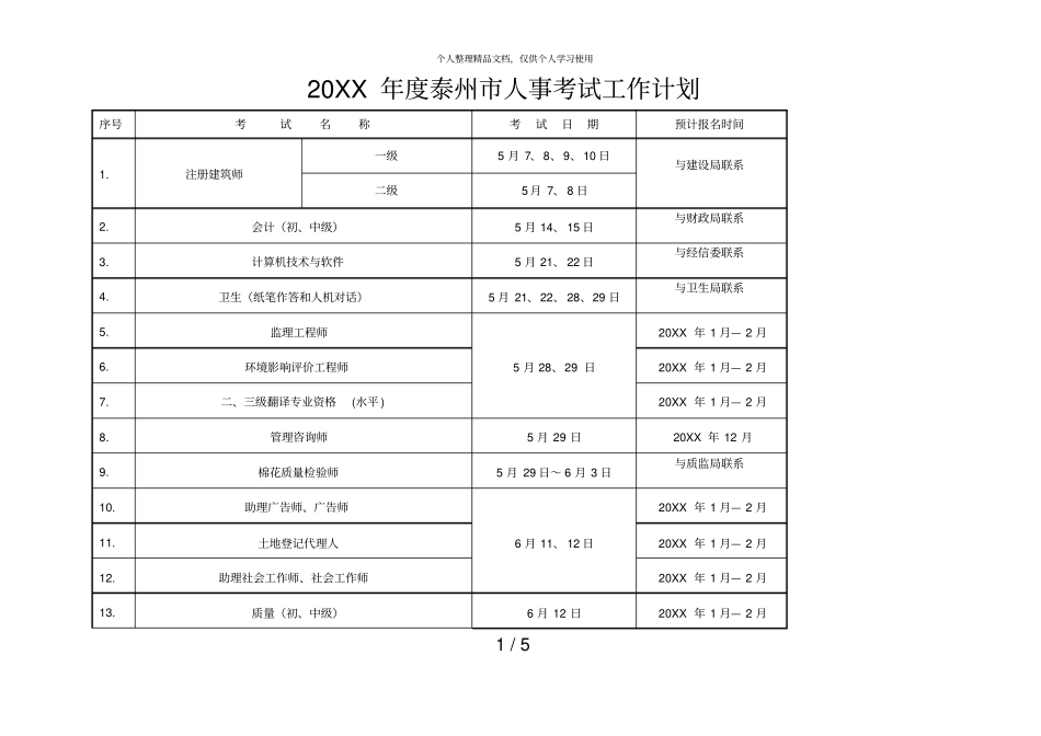 年泰州人事考试工作计划_第1页