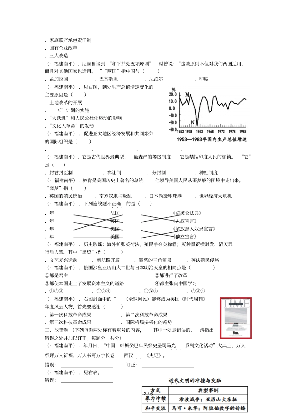 年福建南平中考历史试题_第2页