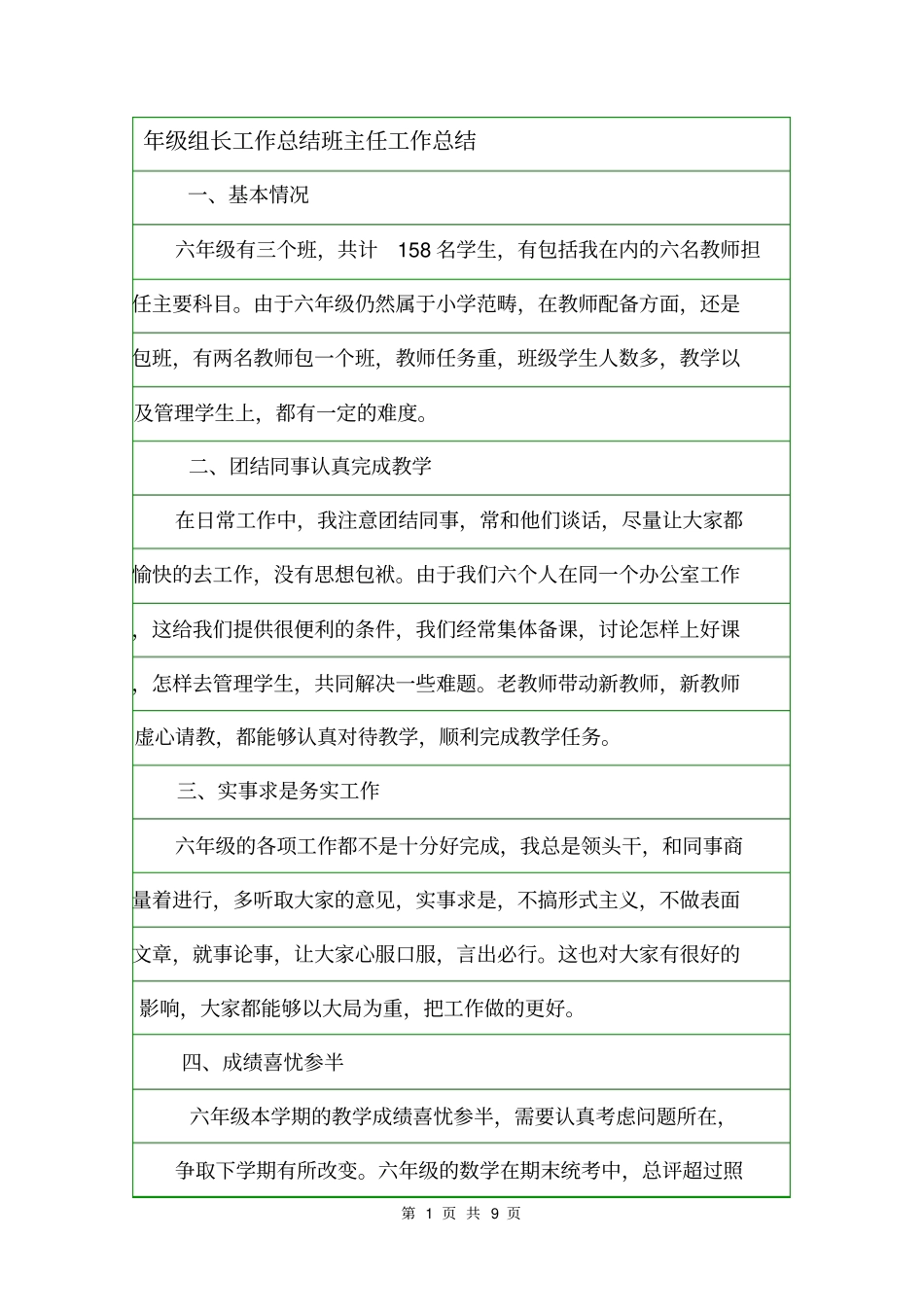年级组长工作总结班主任工作总结_第1页