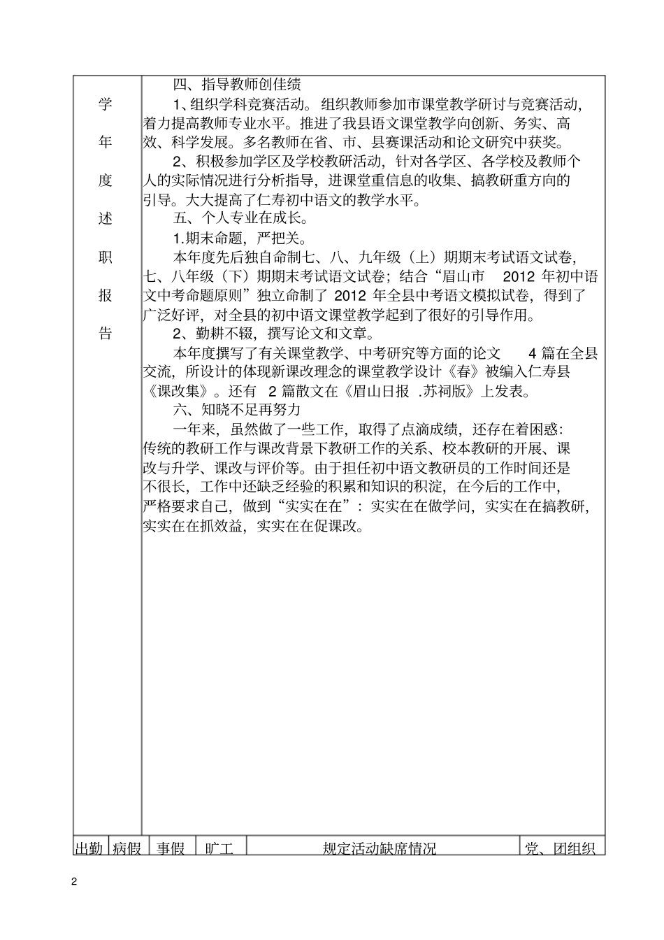 年考核表内容_第2页