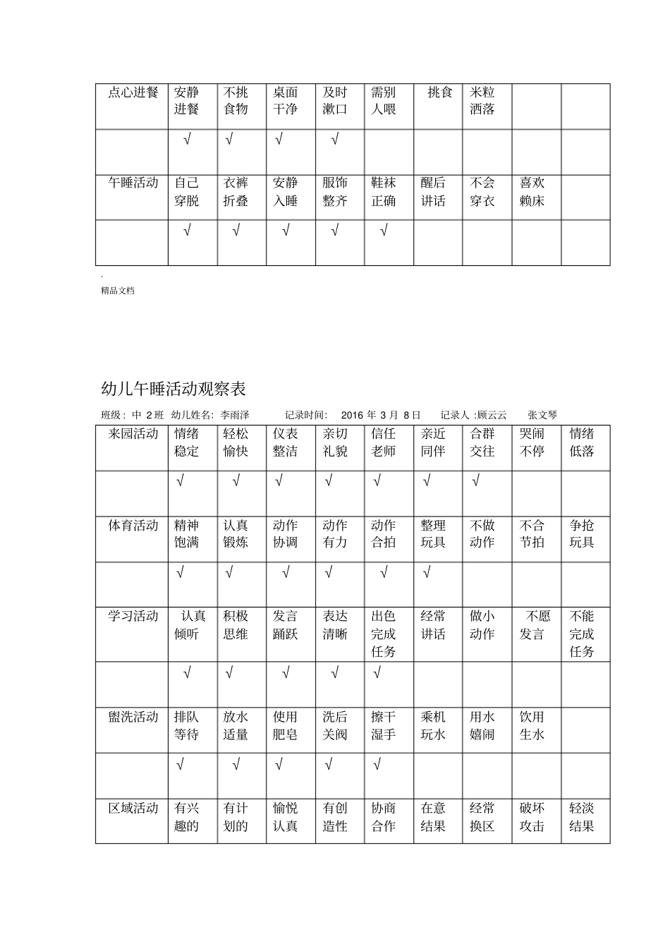 幼儿一日活动观察记录表_第3页
