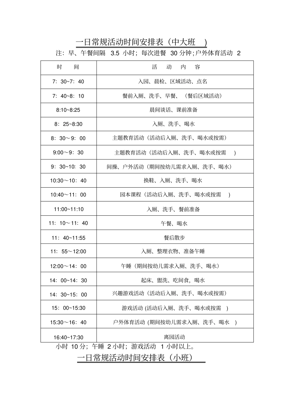 幼儿园一日常规活动时间安排表_第1页