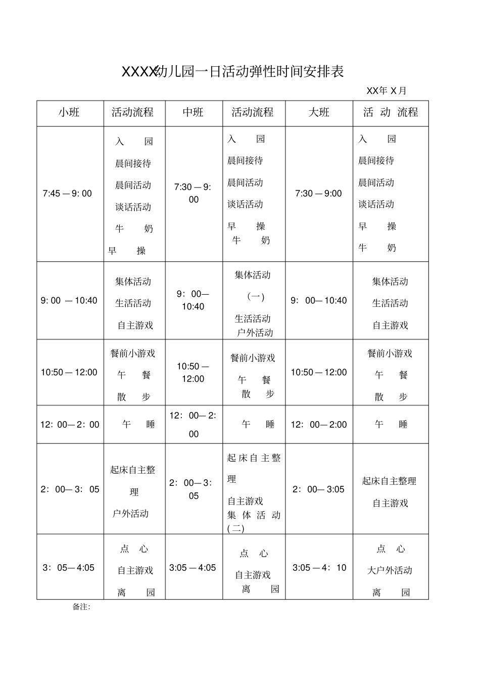 幼儿园一日活动弹性时间安排表_第1页