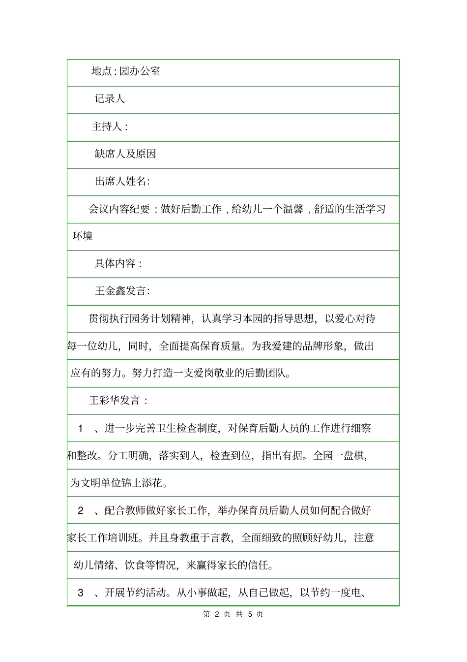 幼儿园会议纪要格式会议纪要_第2页