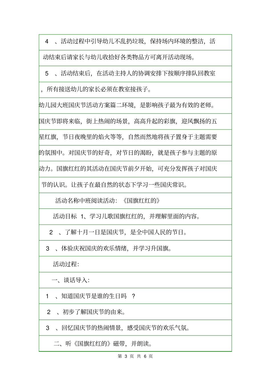 幼儿园大班国庆节活动方案活动方案_第3页