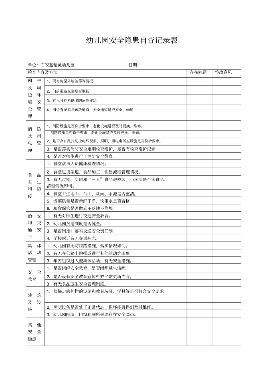 幼儿园安全隐患台账最新文档_第3页