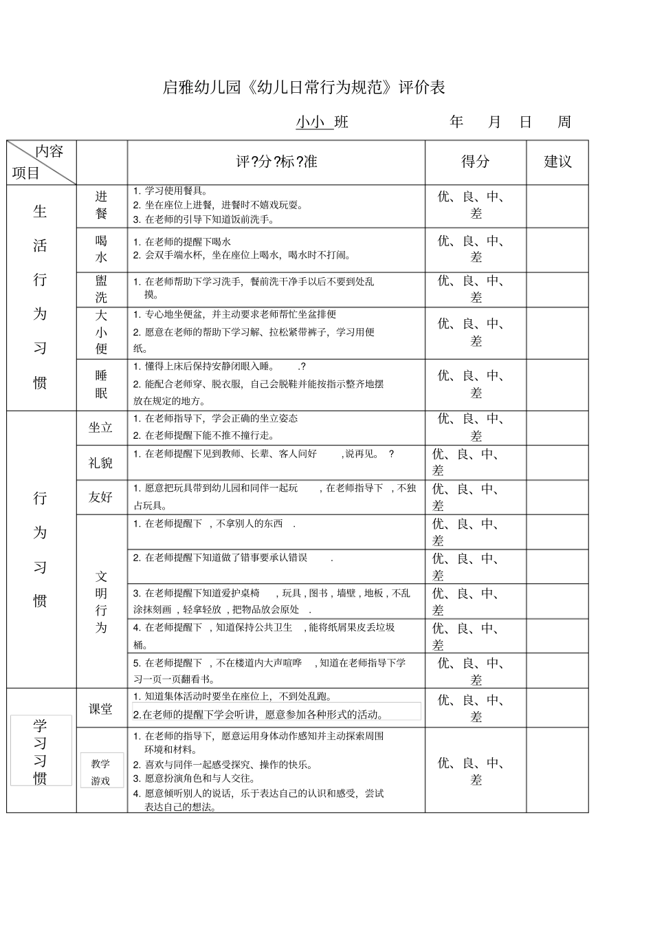 幼儿日常行为规范评价表_第1页