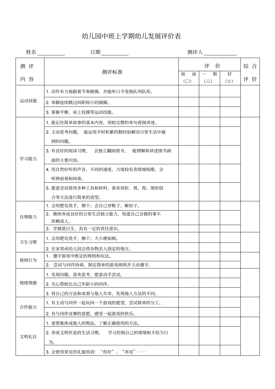 幼儿期中发展评价表_第3页