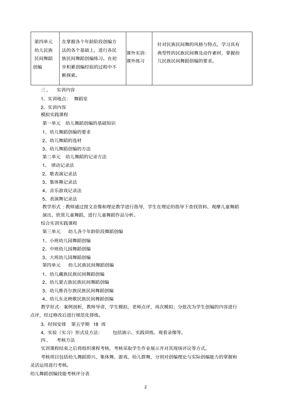 幼儿舞蹈与创编课程教学大纲_第2页