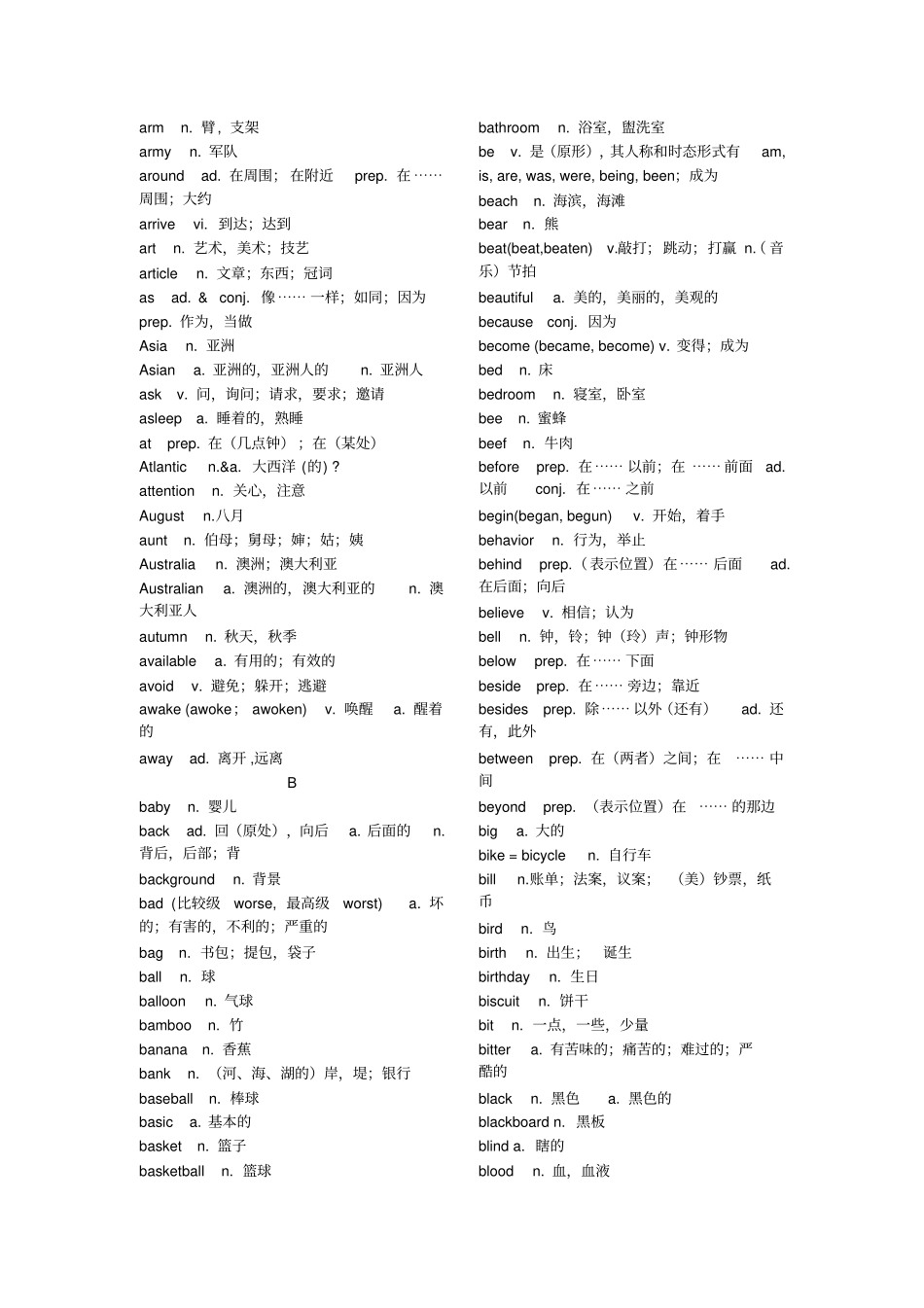 广东初中毕业生学业考试英语词汇表_第2页