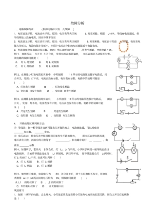 广东深圳中考物理专题复习电路故障分析