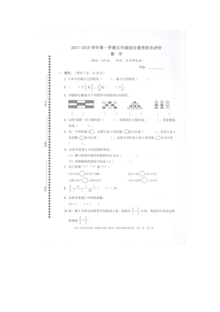 广东深圳罗湖区2017-2018学年第一学期五年级综合素养阳光评价数学卷