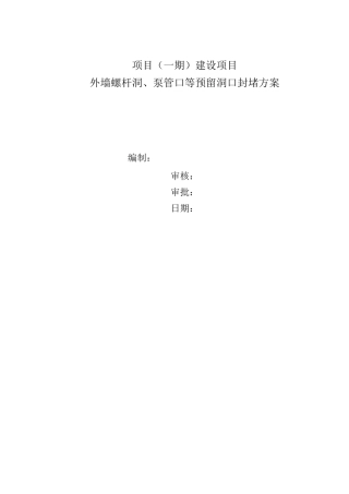 项目外墙螺杆孔、泵管口、防线孔封堵施工方案