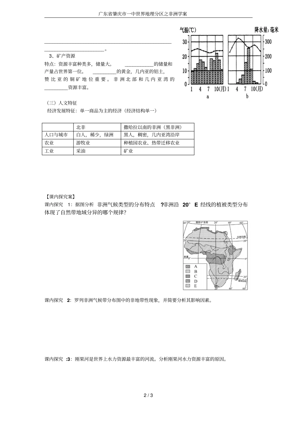 广东肇庆一中世界地理分区之非洲学案_第2页
