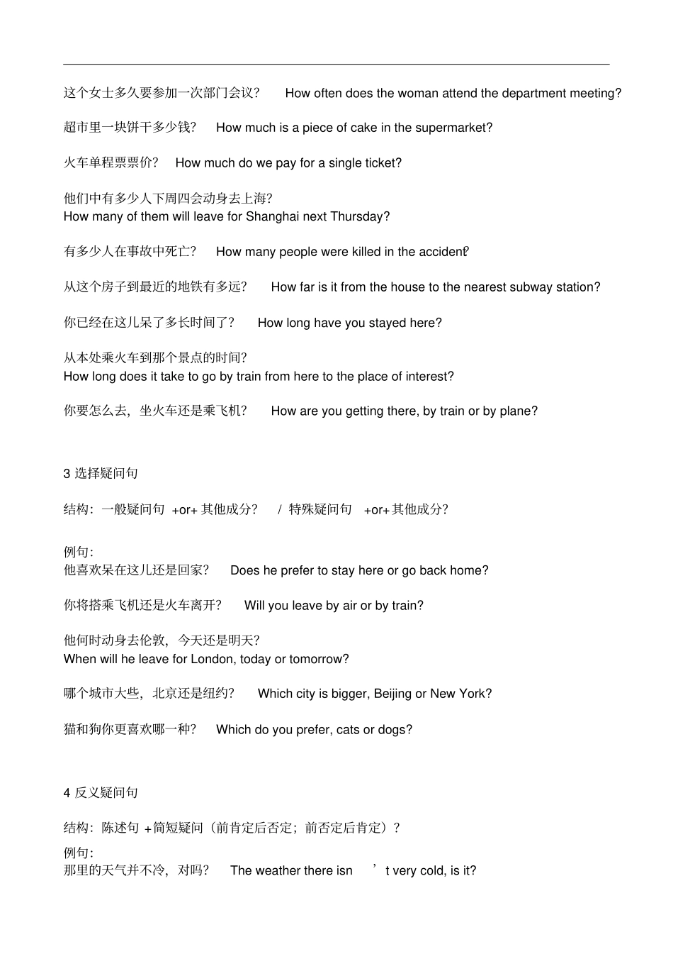 广东英语听说考试三问分类大全含大量例句+翻译版_第3页