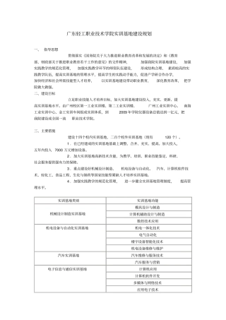 广东轻工职业技术学院实训基地建设规划