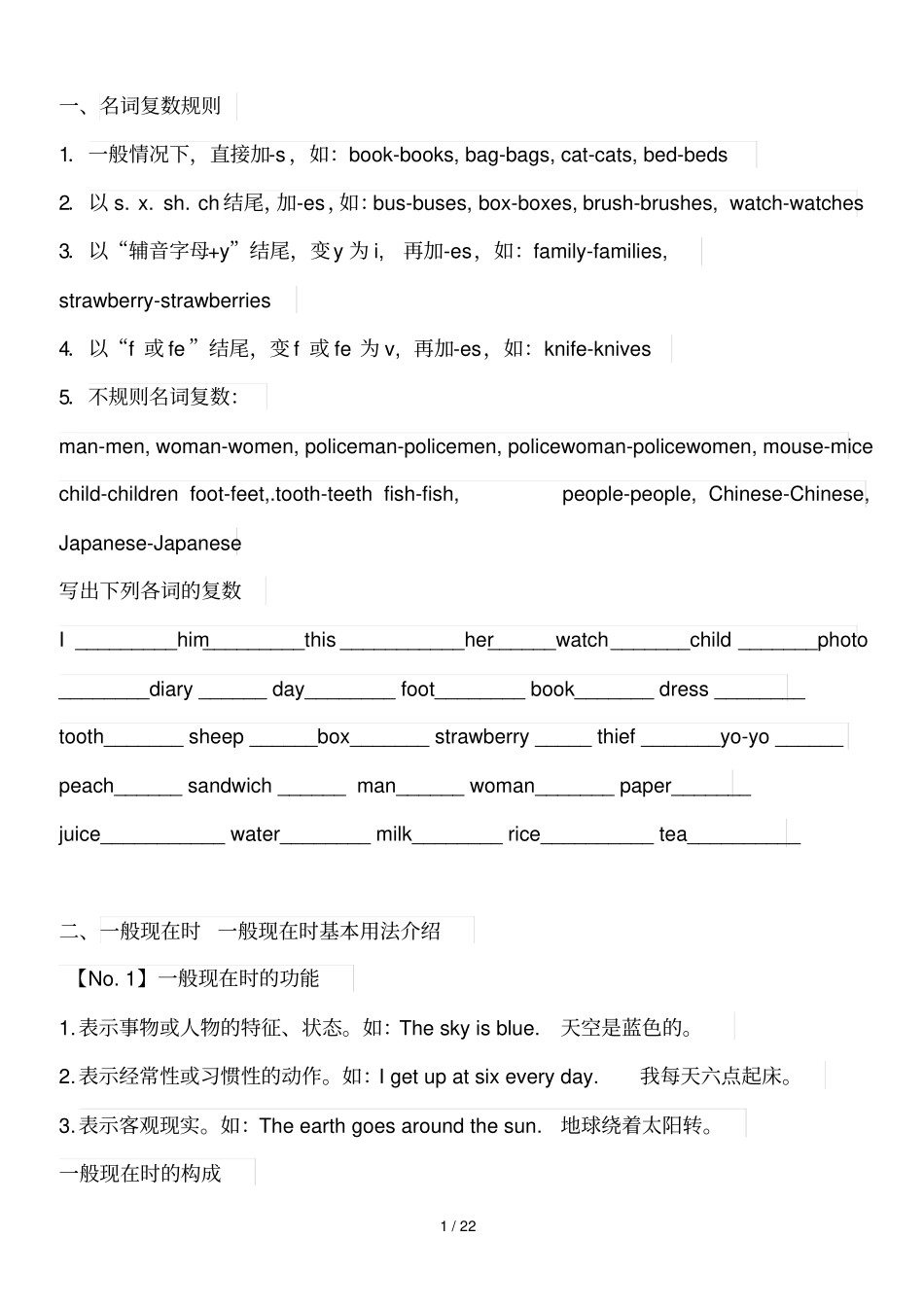 广州新版小学英语语法毕业总复习_第1页