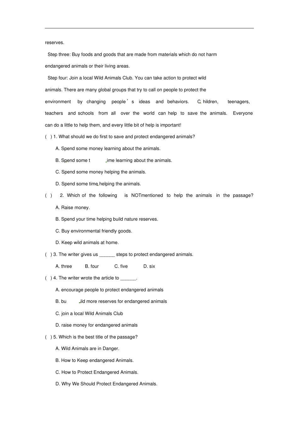 广州沈阳通用八年级英语下册Module3AnimalsUnit5Savetheendangeredanimals同步练习牛津深圳版_第3页