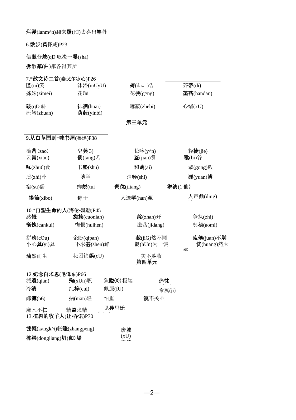 2020年中考统编版七至九年级字音字形分册梳理复习_第2页