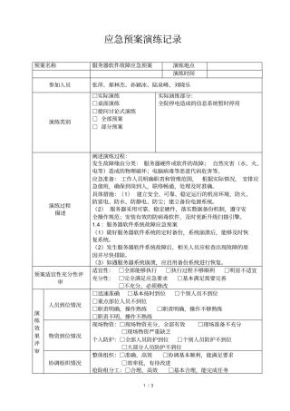应急预案演练记录表空白