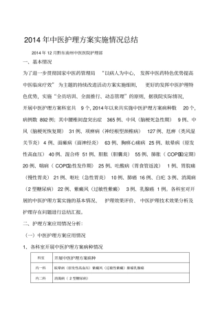 度中医护理方案总结