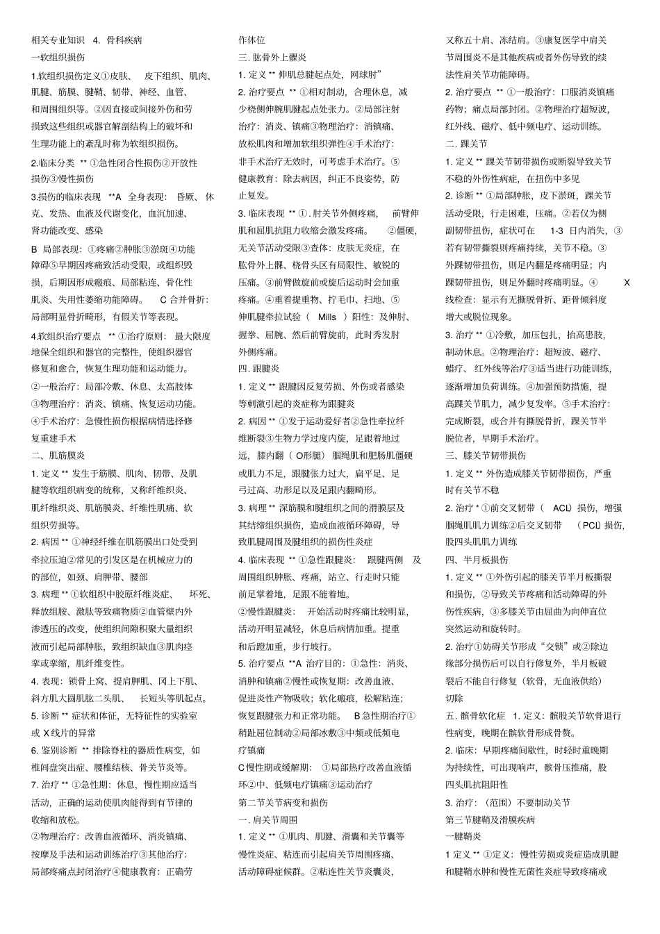 康复治疗技术考试相关专业知识_骨科疾病_第1页