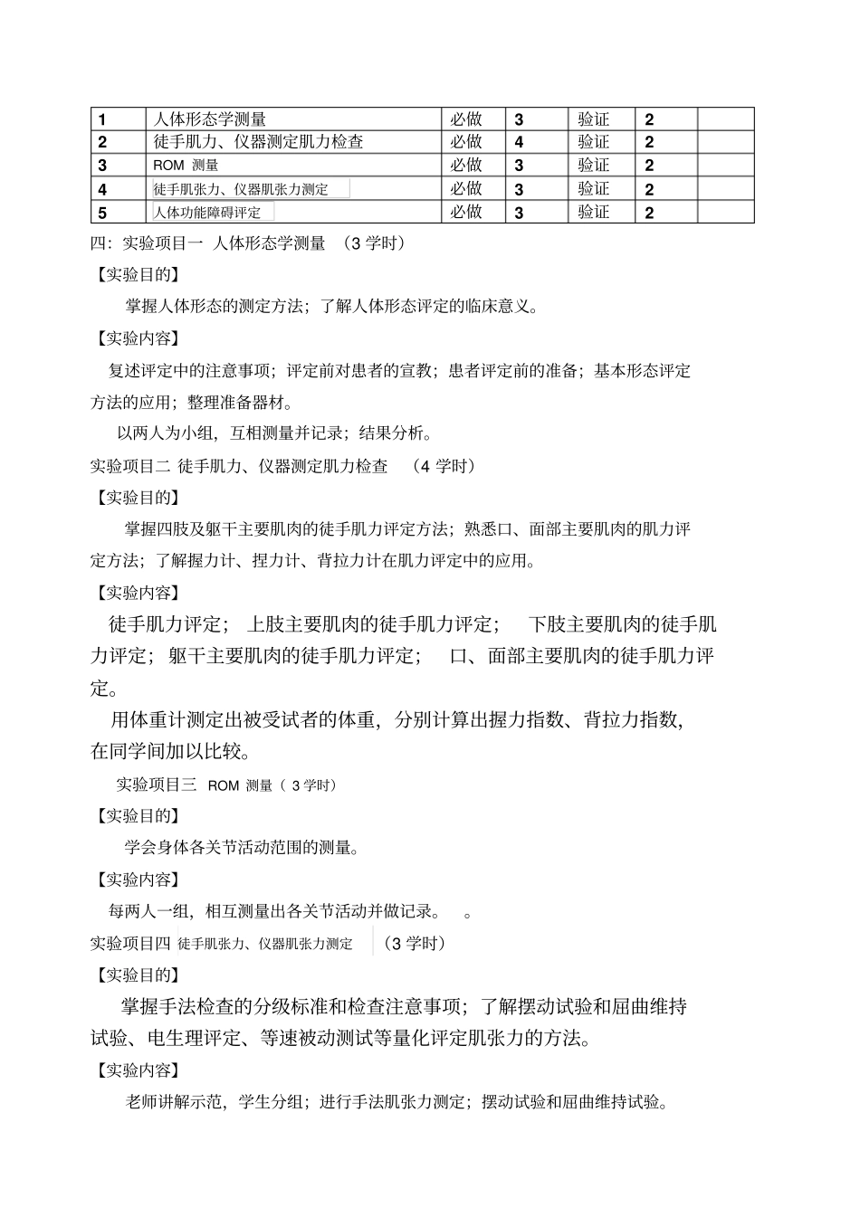 康复评定试验教学大纲_第3页