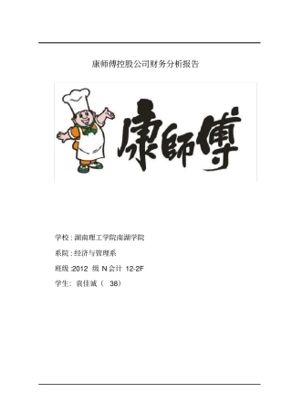 康师傅控股公司财务分析报告