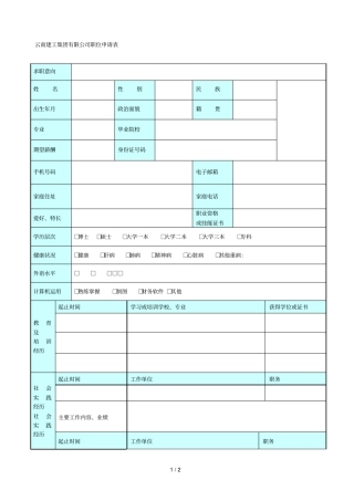 建工集团有限公司职位申请表