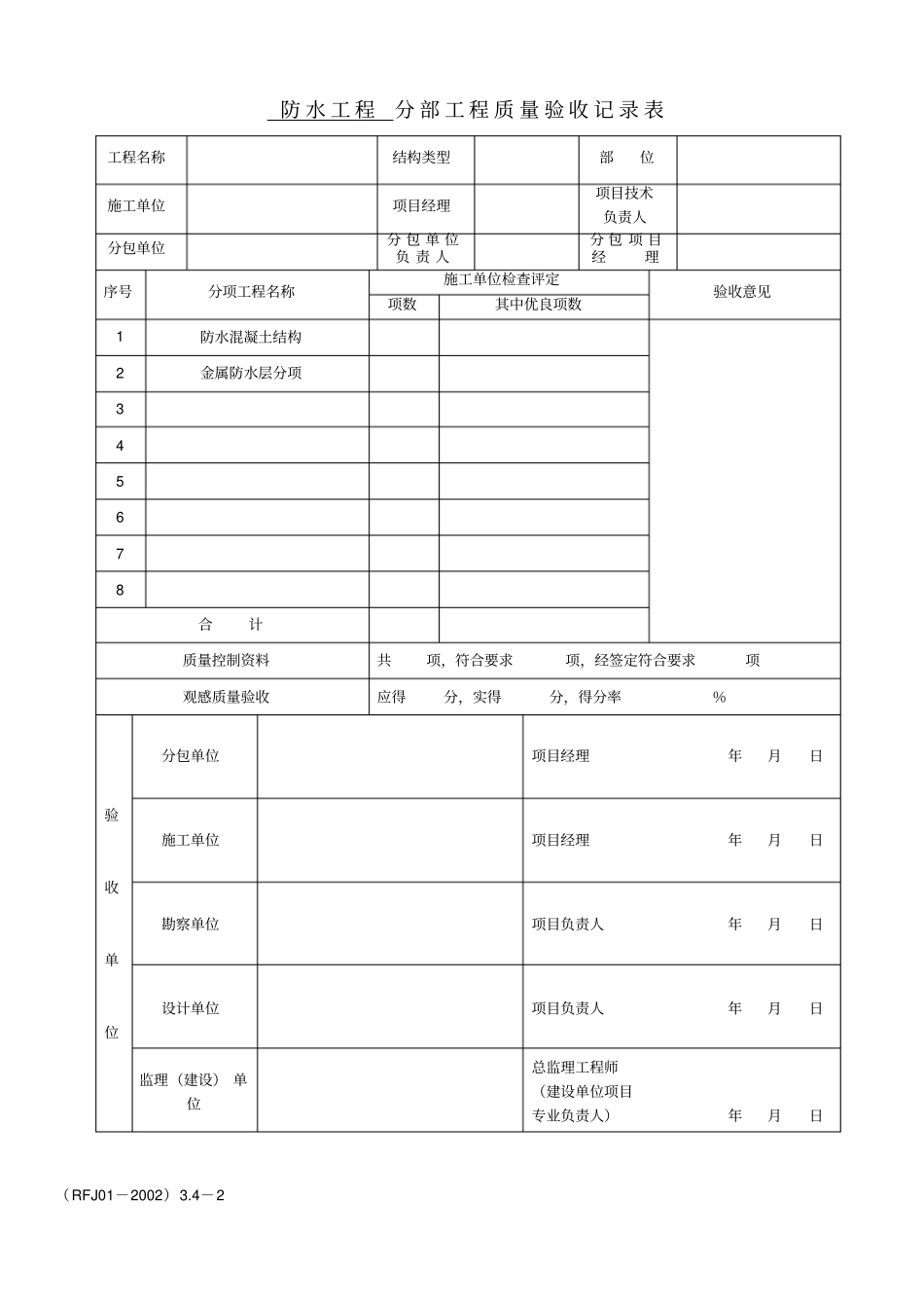 建筑人防分部验收表_第2页
