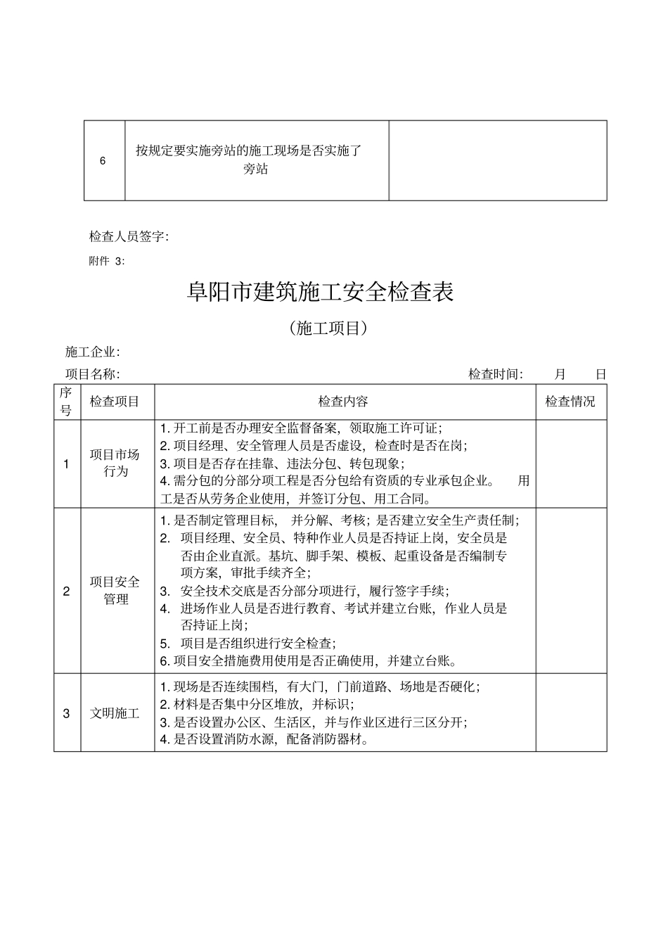 建筑工地安全检查表_第3页