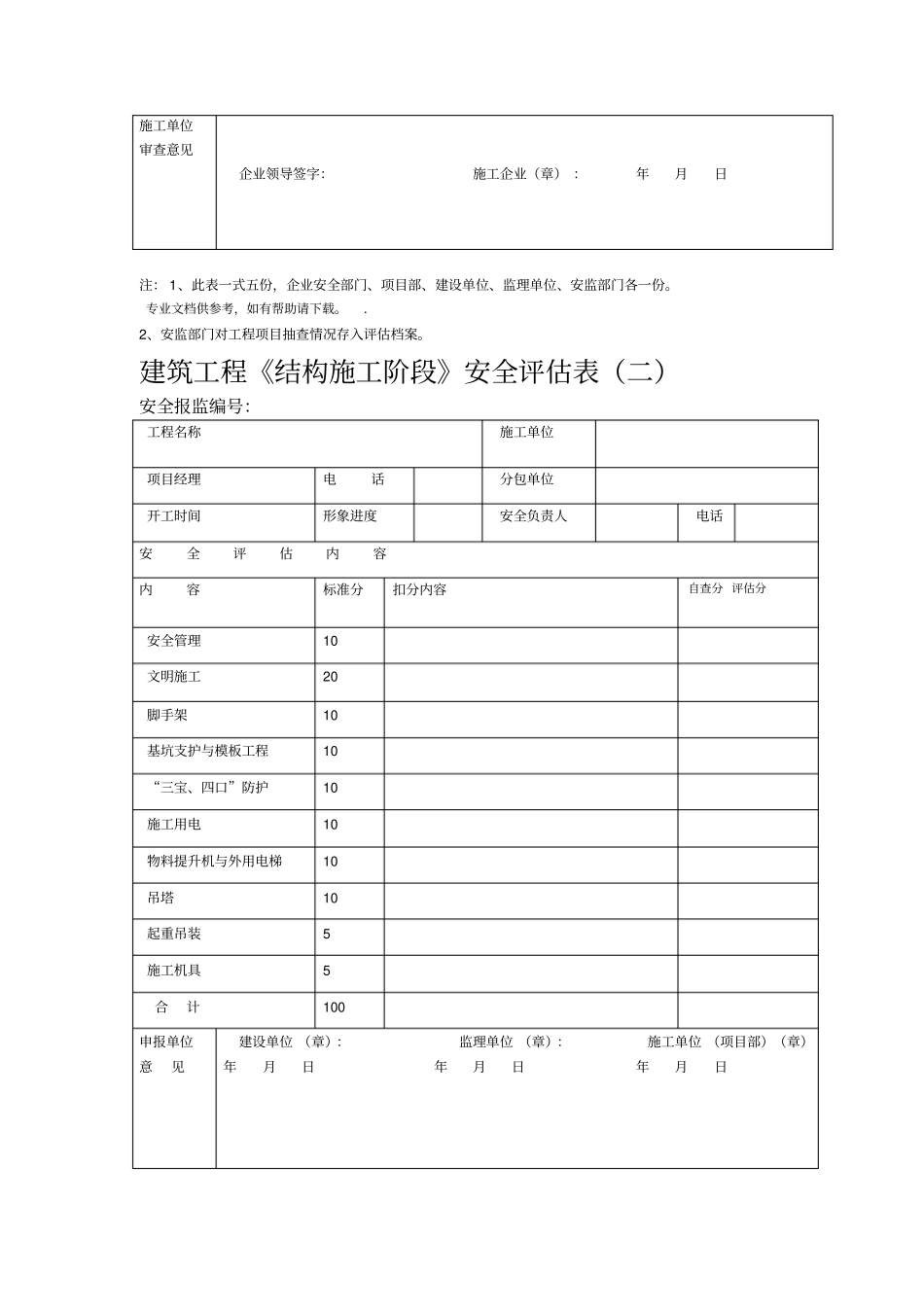 建筑工程安全评价表_第2页