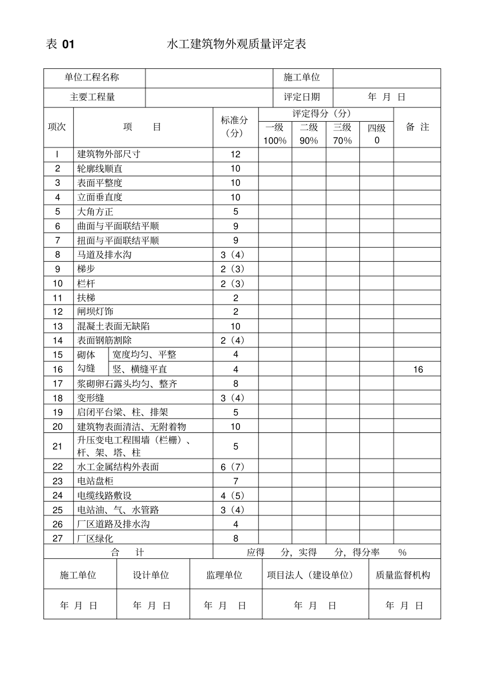 建筑工程质量评定表_第1页