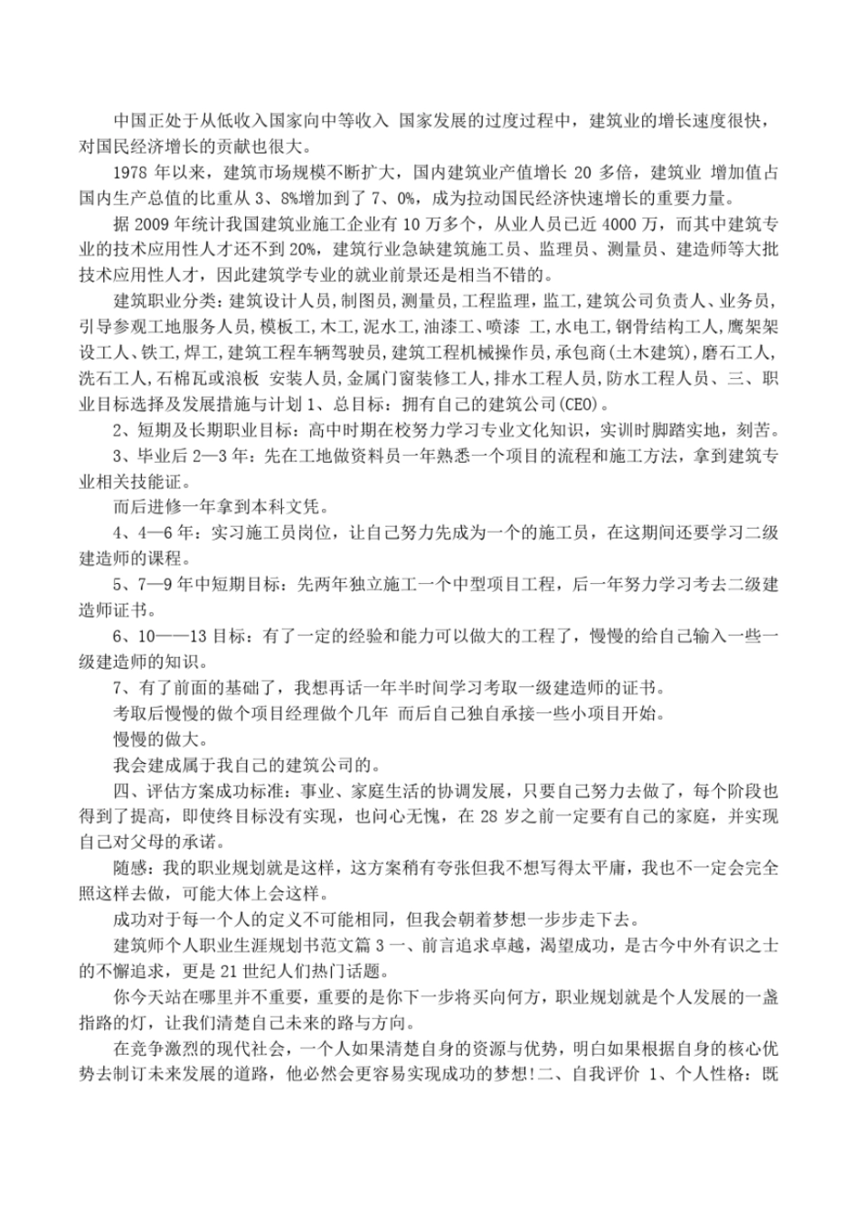 建筑师个人职业生涯规划书范文_第3页