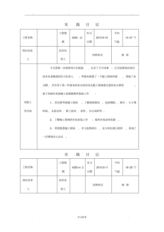 建筑施工与管理专业毕业实习日记