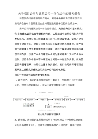 项目公司与总包一体化运作