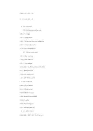 抗肿瘤药的分类及发展