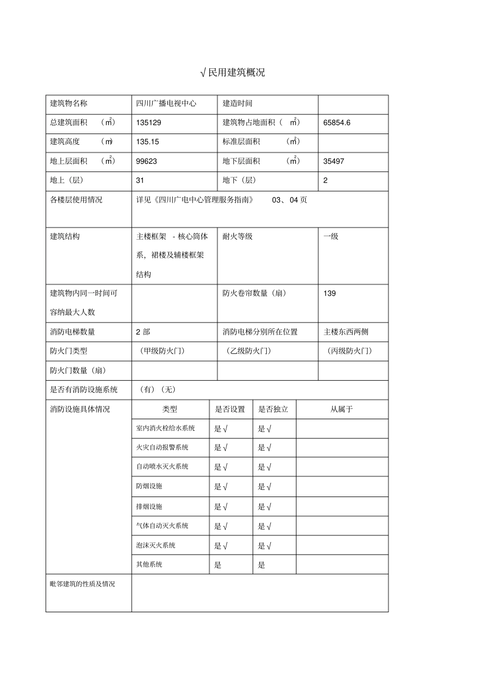 建筑物及消防设施基本情况_第1页