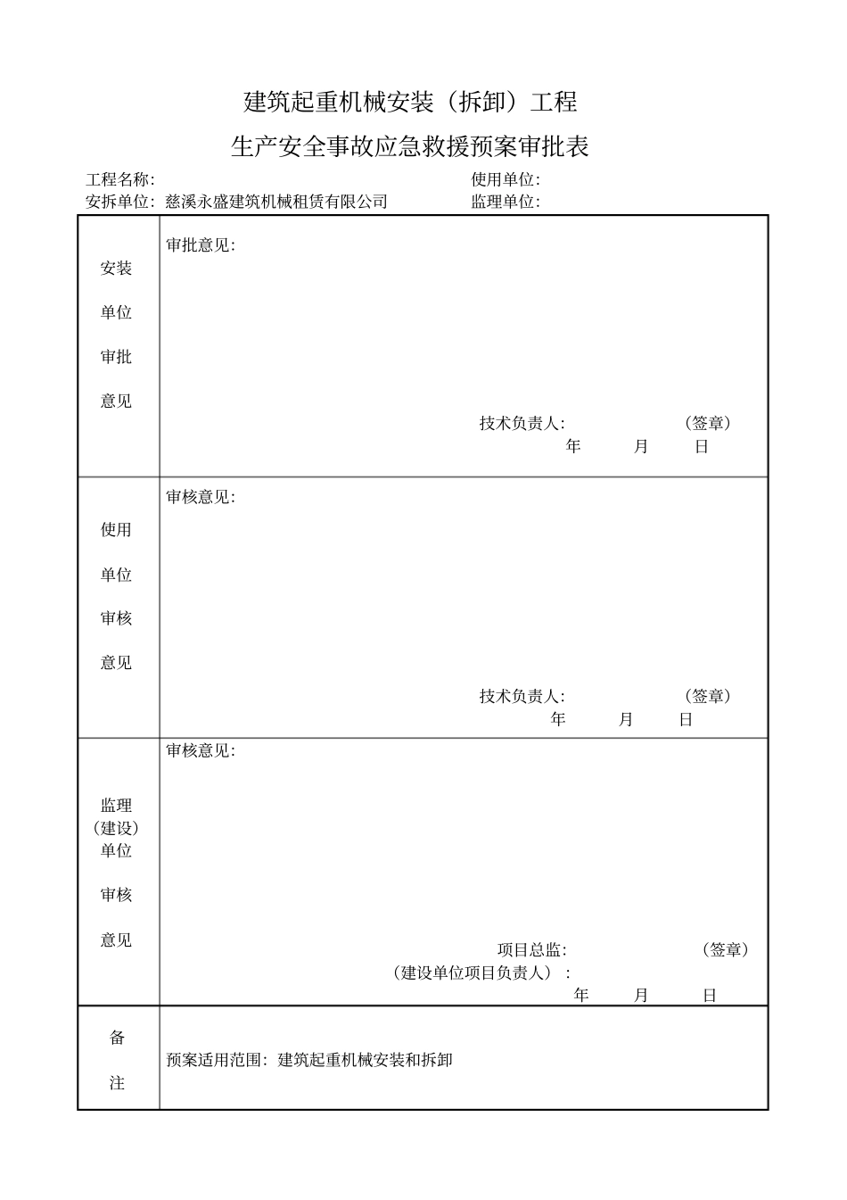 建筑起重机械安装拆卸生产安全事故应急救援预案_第1页