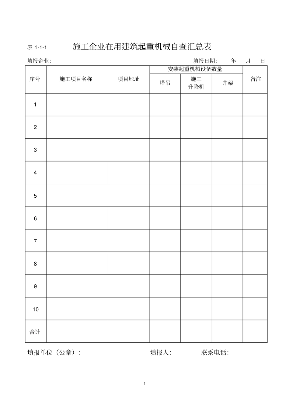 建筑起重机械设备自查表格_第1页