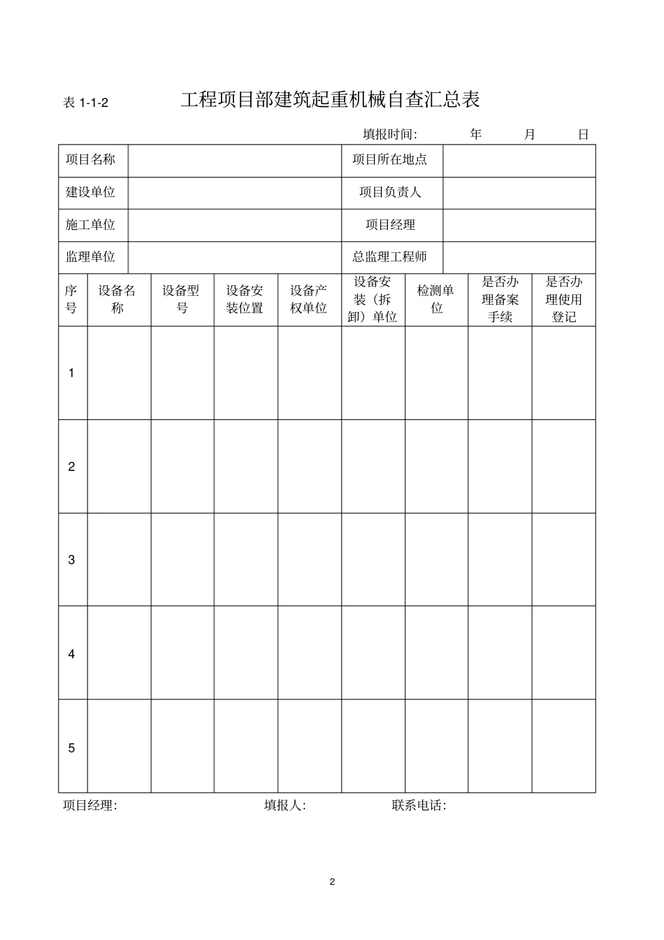 建筑起重机械设备自查表格_第2页