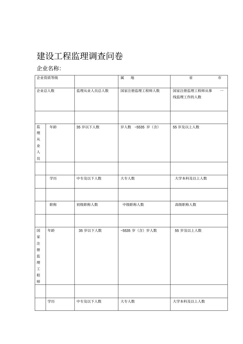 建设工程监理调查问卷_第1页