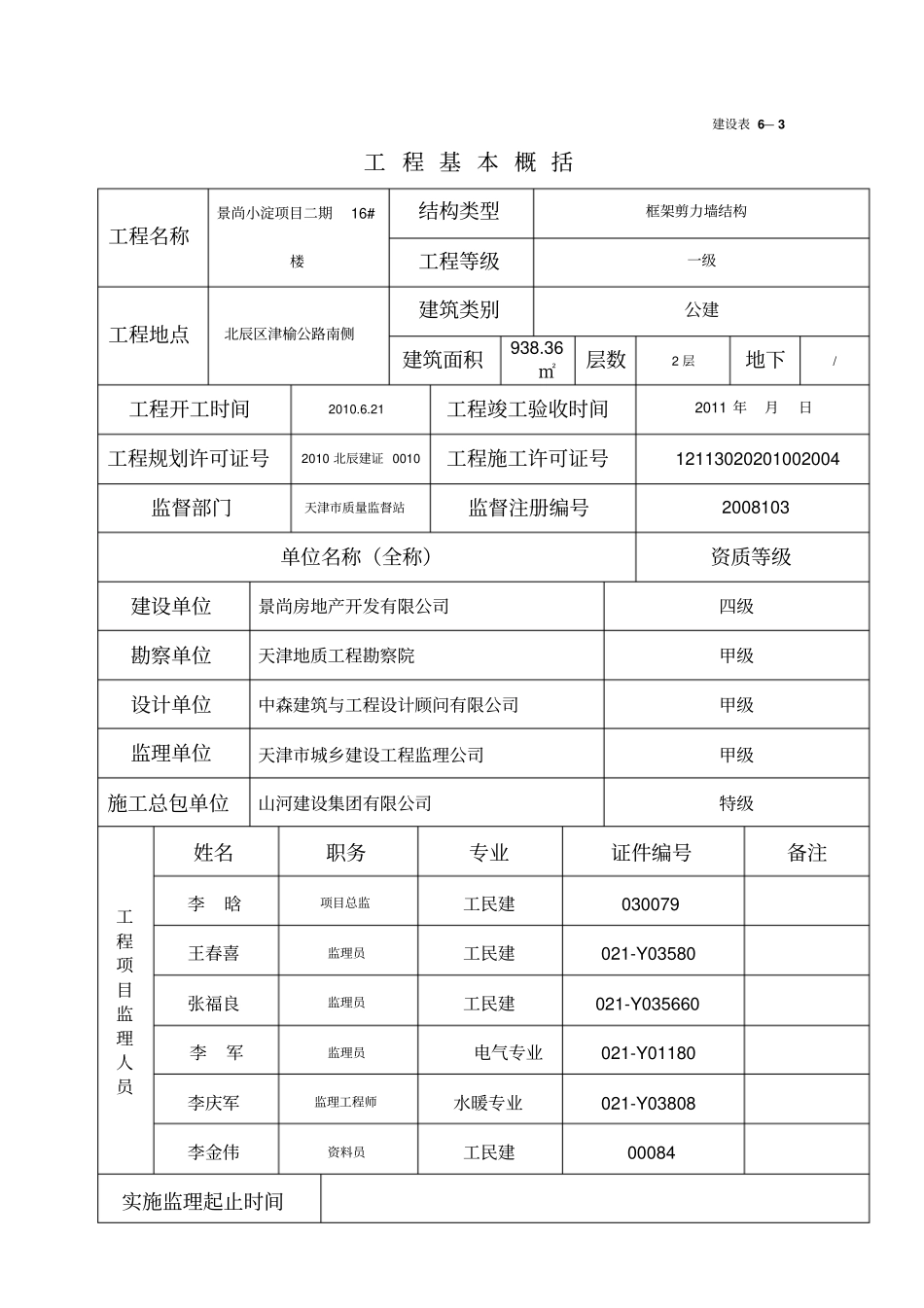 建设工程竣工验收监理评价报告_第3页