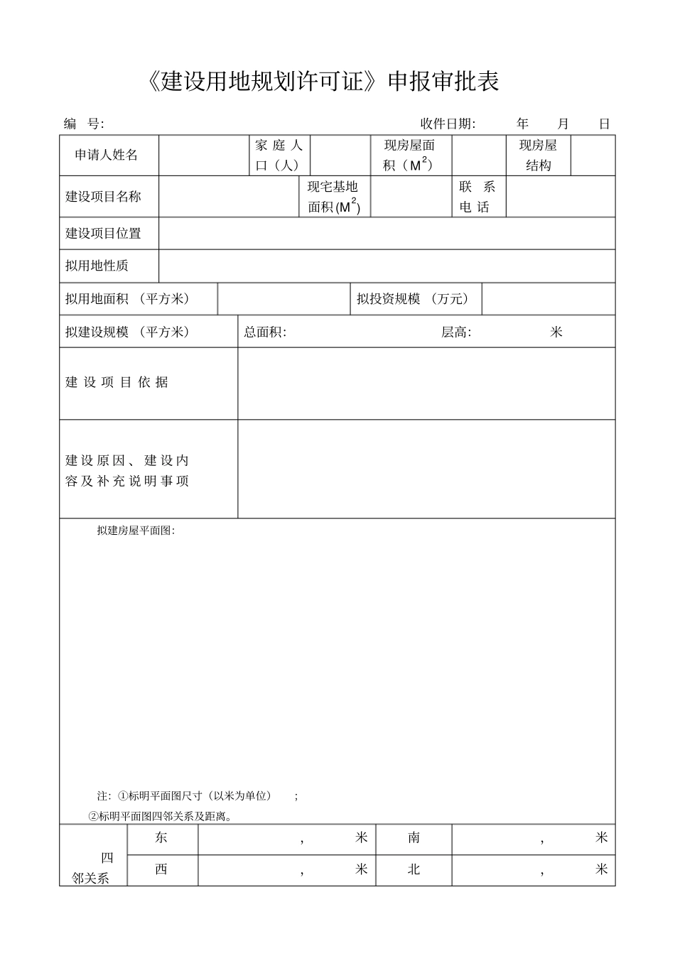 建设用地规划许可证申报审批表_第1页