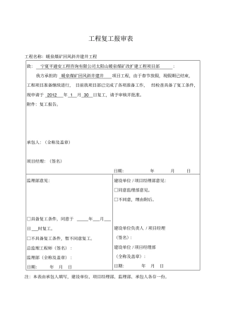 开停工报审表