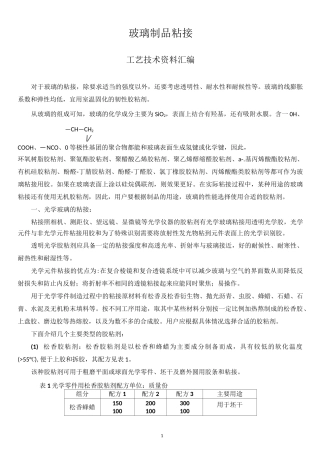 玻璃制品的粘接工艺技术资料讲解