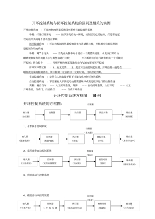 开环控制系统与闭环控制系统的区别及相关资料